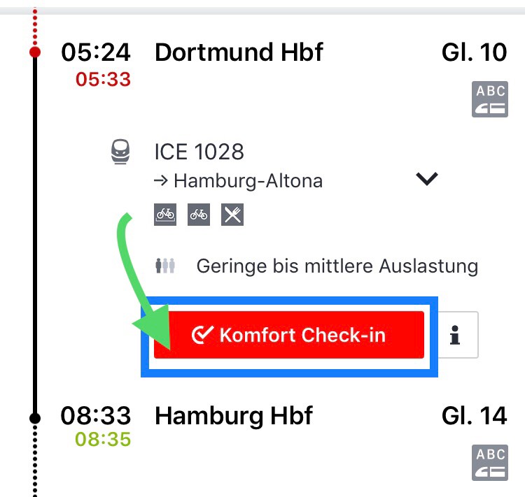 ドイツ鉄道コンフォート・チェックイン